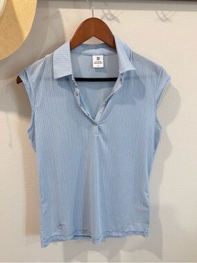 Daily Sports Blue Striped Sleeveless Polo size Medium